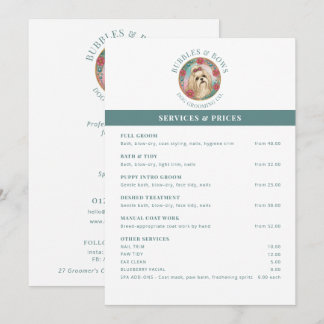 Menu Folheto de Lista de Preços de Salão de Embelezamen