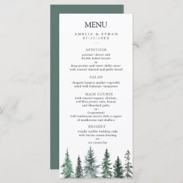 Menu Forest Wintre Watercolor Wedding