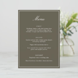 Menu Formal Classic Border Olive Script Elegant Wedding