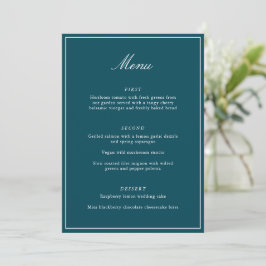 Menu Formal Classic Border Teal Script Elegant Wedding