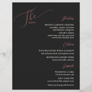 Menu Formal de Casamento Magenta Preta