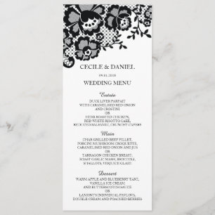 Menu formal do casamento do laço preto chique