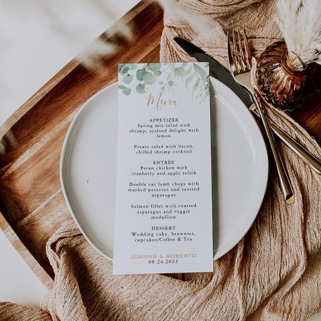 Menu Formal Eucalyptus Dourado Leaf (Criador carregado)