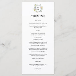 Menu Formal Floral Monogram Crest Wedding