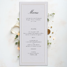 Menu Formal Modern Classic Elevated Frame Ivory Wedding