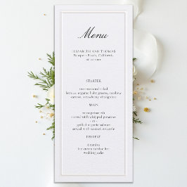 Menu Formal Modern Classic Elevated Frame Pearl Wedding