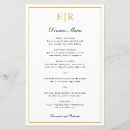 Menu Formal Monograma Dourado Elegante