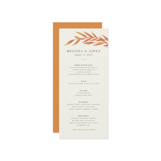 Menu Formal Simples De Ramificação De Casamento De Outo (Frente/Verso In Situ)