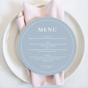 Menu Forte de Casamento Azul Simples e Dusty Moder