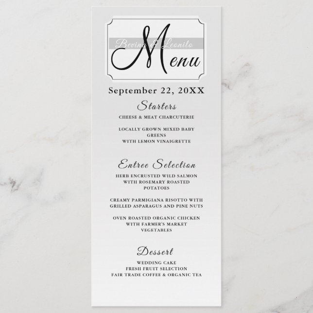Menu Foto Personalizada Simples Script Elegante Moderno (Frente)
