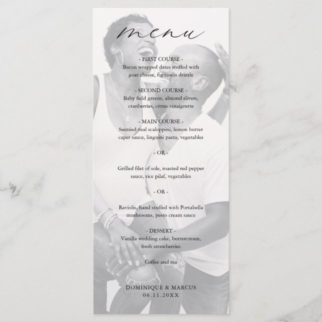 Menu Fotografia de Caligrafia Elegante Casamento Modern (Frente)