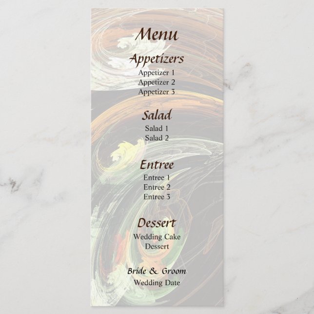 Menu Fractal - Folhas de Outono Girando no Vento Cardáp (Frente)