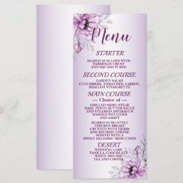 Menu Frame Violeta Floral Cor-de-Rosa festa de casament