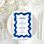 Menu Frame Wavy Modern Chic Blue Bar Bat Mitzvah<br><div class="desc">Cartão de menu perfeito para um morcego mitzvah, bar mitzvah ou outra celebração judaica! A mão fez uma moldura ondulante para você do lado da frente! TOTALMENTE PERSONALIZÁVEL! Clique em "Personalizar" acima para editar o texto. Clique em "editar usando a ferramenta design" para ajustar as fontes, cores e posicionamentos e...</div>