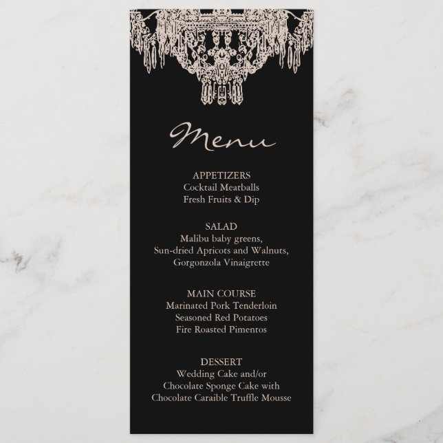 Menu francês/do inglês | candelabro do casamento (Frente)