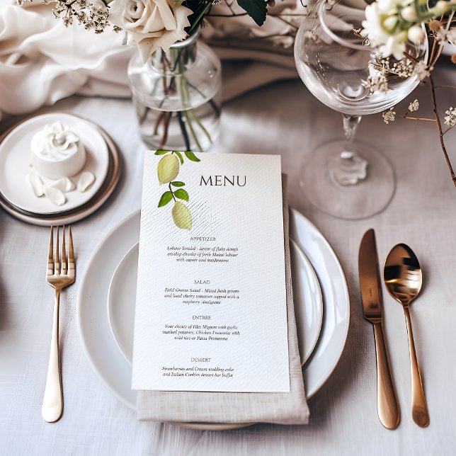 Menu Fresh Citrus Painted Lemons Modern Mediterranean (Criador carregado)