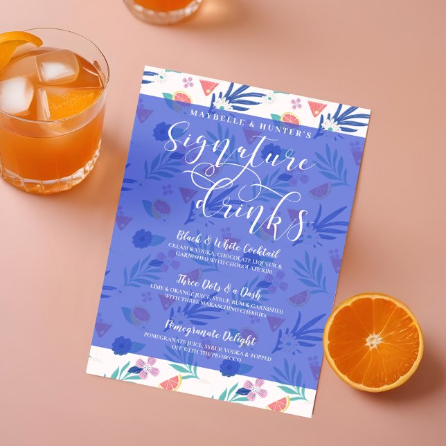 Menu Fruta de Citros Tropicais Signature Cocktail Bebid (Tropical Citrus Fruit Signature Cocktail Drinks Menu)