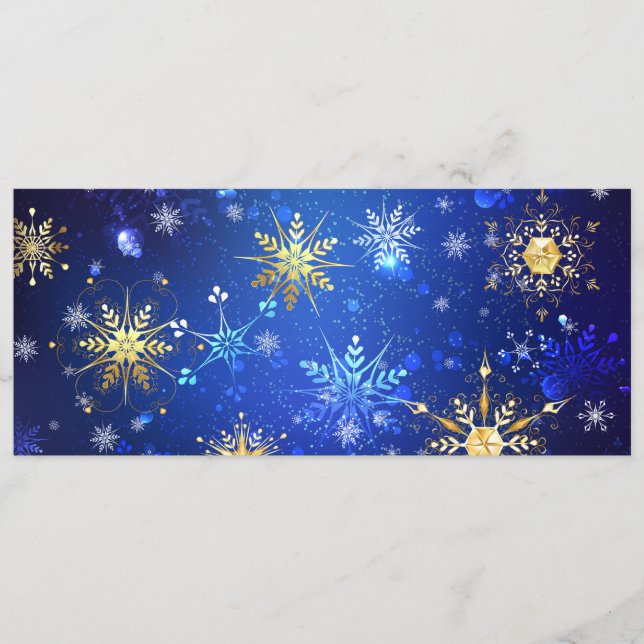 Menu Fundo Azul XMAS com Flocos de Neve Ouro (Frente)