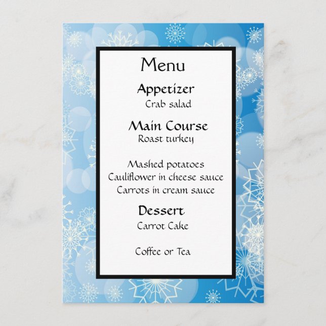 Menu Fundo de flocos de neve (Frente)