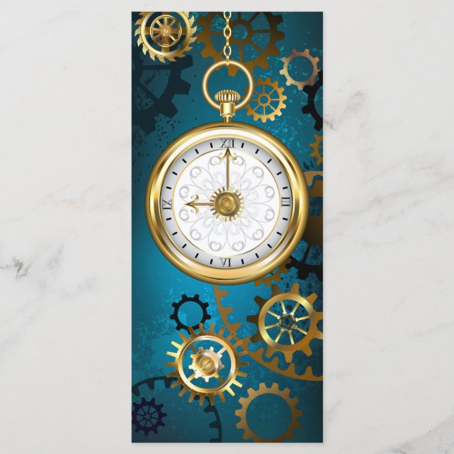Menu Fundo de turquesa Steampun com engrenagens (Frente)