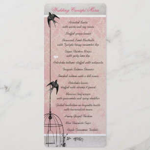 Menu Gaiola de Pássaros Rosa Antigo Damasco Save the Da