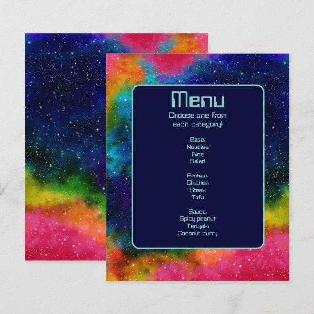 Menu Galáctico de Casamento Sci-Fi (Frente/Verso)