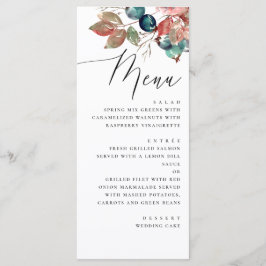 Menu Garden Fall Wedding | Watercolor Berry Leaves
