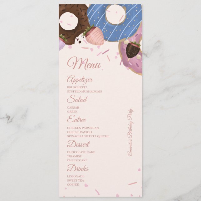 Menu Garotas Doce Rosquinha Pastel Aniversário (Frente)