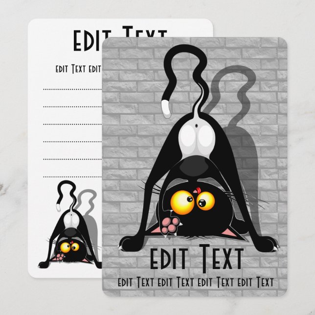 Menu Gato de Cabeça para Baixo Personagem de Desenho An (Frente/Verso)