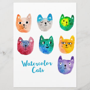 Menu Gatos com aquarelas e amigos