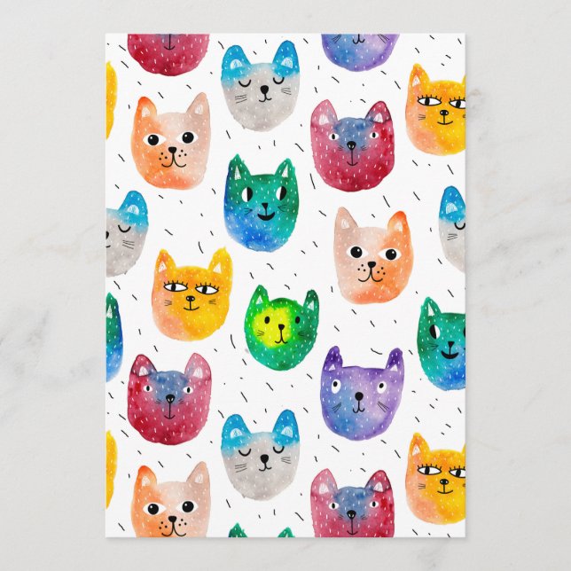 Menu Gatos com aquarelas e amigos (Frente)