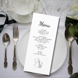 Menu Gatos Cutos Desenhando Recepção de casamento Simpl