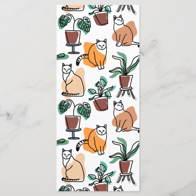 Menu Gatos e flores para desenho de linhagens (Frente)