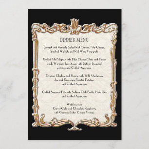 Menu Gatsby Art Deco Nouveau Lace Faux Dourada Tulip