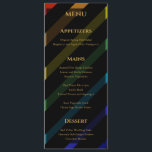 Menu Gay Men Wedding Elegant Rainbow<br><div class="desc">Celebrate your love with the Gay Men Wedding Elegant Rainbow collection — a complete suite of coordinating stationery and accessories designed for two grooms. Bold diagonal Progress Pride stripes on sophisticated black, with gold typography throughout. Every piece in this suite is fully customizable with your names, date, and wedding details....</div>