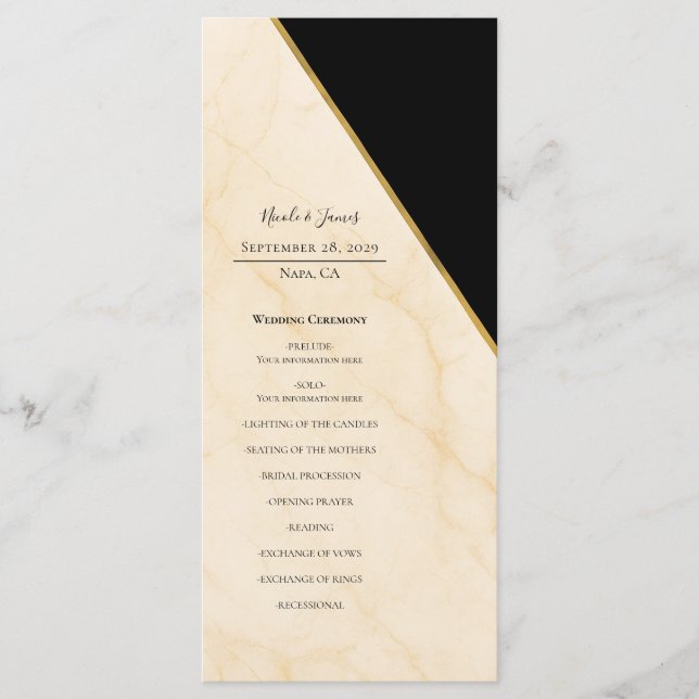 Menu Geometria Gilded Luxe Ivory e Casamento Dourado de (Frente)