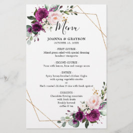 Menu Geométrico de Casamento Rosa Rosa Rosa Rosa P