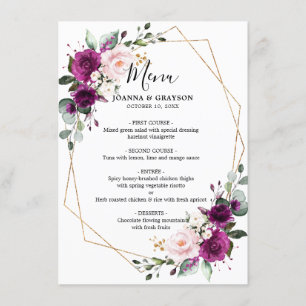 Menu Geométrico de Casamento Rosa Rosa Rosa Rosa P