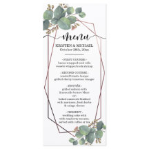 Menu geométrico do casamento do quadro do ouro