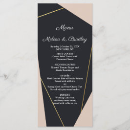 Menu geométrico preto-rosa e dourado