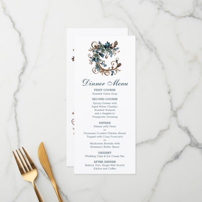 Menu Gilded Floral Elegance (Frente/Verso In Situ)