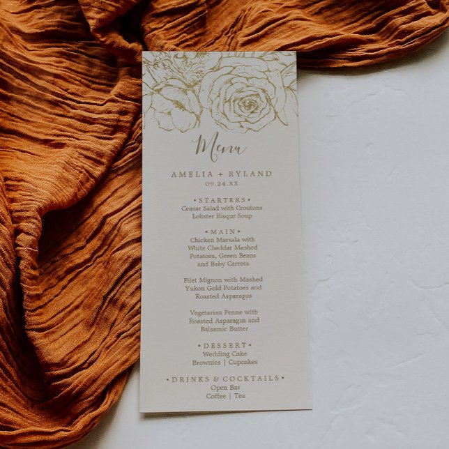 Menu Gilded Floral | Janto Creme e Casamentos Dourados (Criador carregado)
