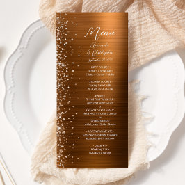 Menu Glam Copper Glitter Brushed Metal Wedding
