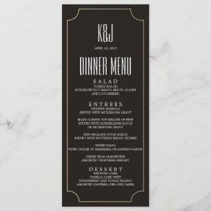 Menu GLAM do comensal de casamento do MONOGRAMA