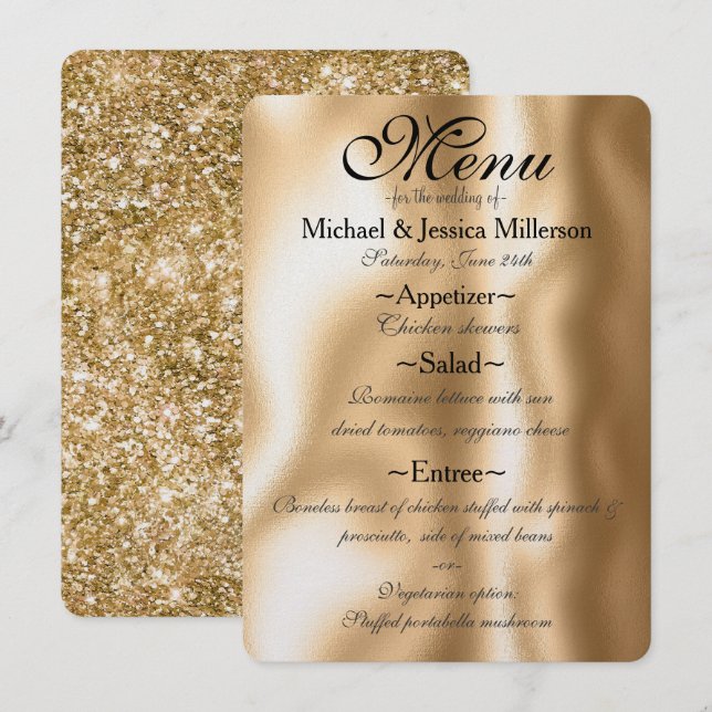 Menu Glam Dourado Wedding (Frente/Verso)