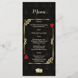 Menu Glam Gatsby Casino Las Vegas Poker Wedding