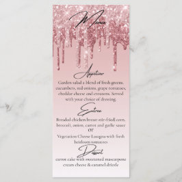 Menu Glam Rosa Dourado Rosa Brilho Gotejamento Elegante