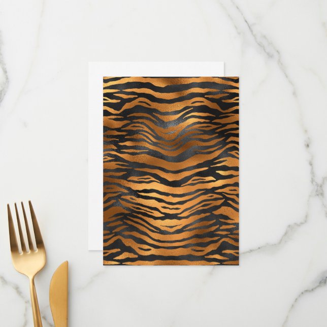 Menu Glamorous Black Brown Tiger Stripes Animal Print (Frente/Verso In Situ)