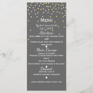 Menu Glamour Moderno Pontos de Confete Pequenos e