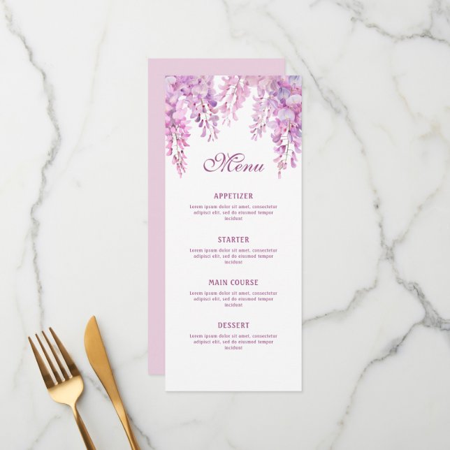Menu Glicínias Rosa Clássico (Frente/Verso In Situ)
